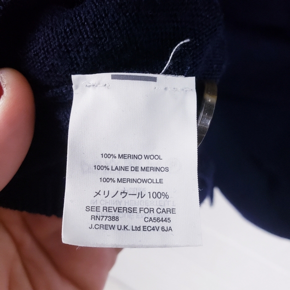 J. Crew Slim Fit Merino Wool Cardigan Sweater Button Front Navy Blue Men's Large - Picture 6 of 7